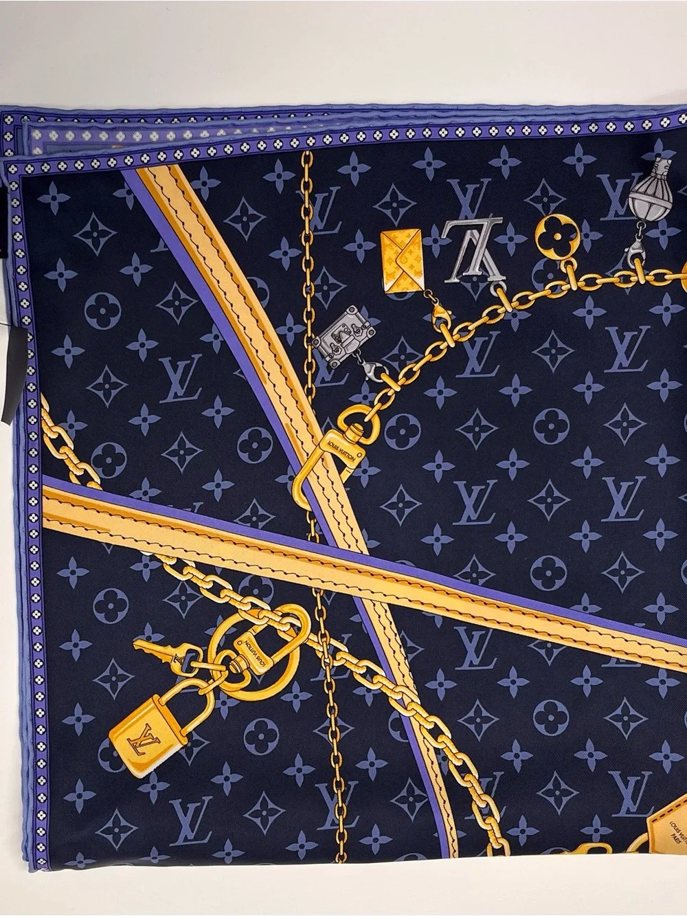 Louis Vuitton Navy & Violet Monogram Silk Scarf